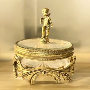 Ormalu Angel Glass Trinket Jewelry Vanity Dish